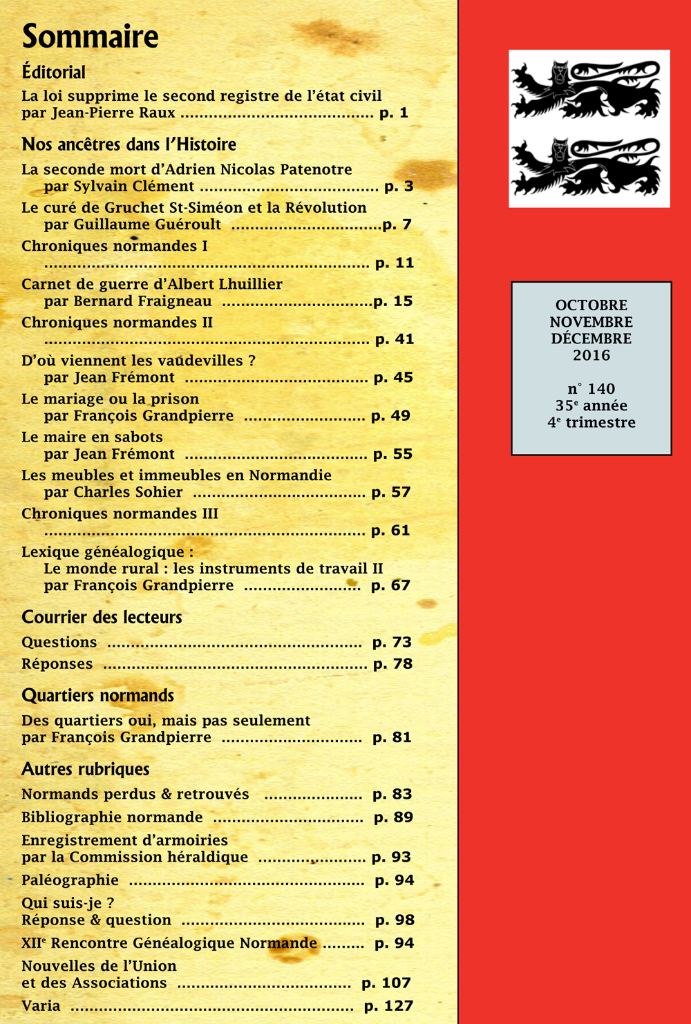 sommaire de la revue
